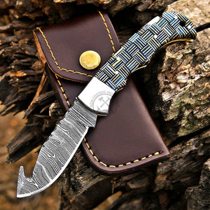 Couteau de poche pliant à verrouillage arrière en acier Damas, fait main, personnalisé, édition limitée, multifonctionnel, couteau de survie - Product Image 2