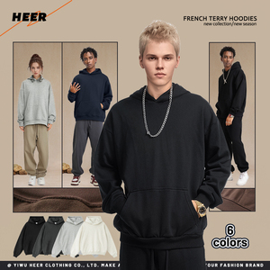 เสื้อฮู้ดดี้ผู้ชายทรงโอเวอร์ไซส์ ผ้าเฟรนช์เทอร์รี่ถัก 100% ผ้าฝ้าย ลายตัวอักษร กันยับ สวมใส่สบายๆ สำหรับฤดูใบไม้ร่วง - Product Image 1