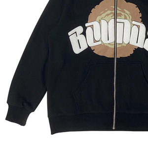 Sweat à capuche zippé noir pour homme avec logo 3D en relief, coupe classique, en coton French Terry, décontracté, pour l'automne - Product Image 4