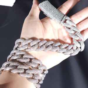 Hip Hop Jewelry Moissanite Round Cuban Link Chain in 925 Silver Necklace <b>Friends</b> Party <b>Gift</b> For Mens Passes Diamond Tester - Product Image 5