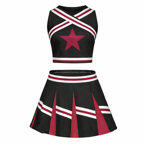 Ensemble de tenue de cheerleading pour équipe scolaire, haut à col en V, jupe plissée, nom et numéro personnalisés - Product Image 5