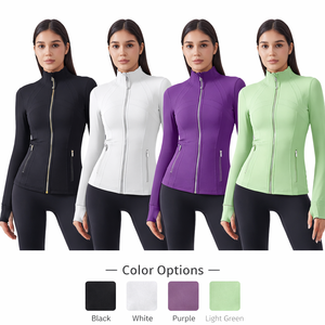 Conjunto Deportivo Ligero Personalizado para Mujer, Talla Grande, Chaqueta con Cremallera de Manga Larga, Pantalones de Cintura Alta, para Gimnasio, Fitness, Yoga, Otoño - Product Image 6