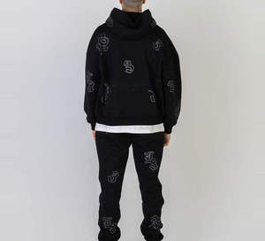 Custom Rhinestones Tracksuits <b>Skeleton</b> Black Color Rhinestones Tracksuit Zipper Pullover Long Sleeve - Product Image 2