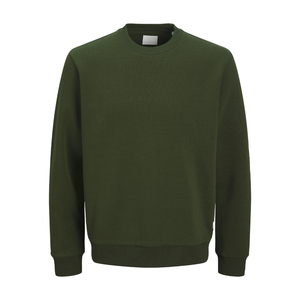 Men's Olive Green Crew <b>Neck</b> Knitted Sweatshirt Long Sleeve Solid Color Pullover Autumn Wear - Product Image 1