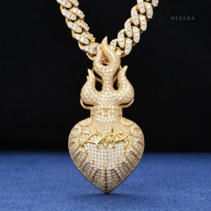 Colgante de Corazón con Espinas de Plata de Ley 925 y Moissanita - Colgante de Corazón de Moissanita Estilo Hip Hop, Colgante de Corazón para Uso Diario Estilo Drip - Product Image 3