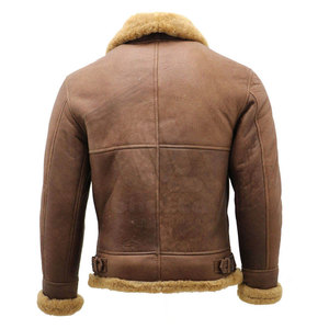 Veste en cuir de mouton pour homme, style sherpa, veste en cuir d'hiver, veste en fourrure de mouton, nouvelle veste en cuir marron chaude pour garçons - Product Image 2