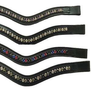 Leather Horse Brow Band <b>Top</b> Selling High Quality Crystal Bling Leather Horse Brow Band Wave Shape Multi Color Crystal <b>Chain</b> - Product Image 1