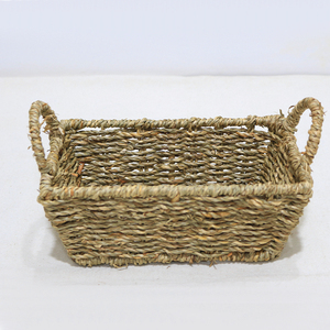 Classic Seagrass Rectangular Multifunctional <b>Storage</b> <b>Tray</b> with Handles Hand-Woven Eco-Friendly Organizer - Product Image 6