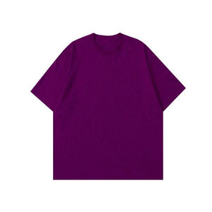 เสื้อยืดโอเวอร์ไซส์ คอกลม แขนสั้น ผ้าหนา สีพื้น ทรงหลวม สไตล์สตรีทแวร์ - Product Image 4