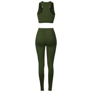 Conjunto de Yoga para Mujer, Ropa Deportiva Ecológica Personalizada de Alta Calidad, Logotipo Frontal, para Fitness, Tallas Grandes, Tops de Entrenamiento, Diseño Sólido - Product Image 2