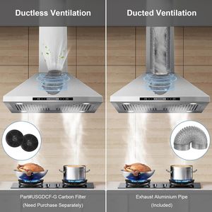 Cappa da Cucina a Soffitto da 700 CFM, 30 Pollici, con 4 Luci LED, Ventilatore a 3 Velocità, Controllo Gestuale/Tattile, Convertibile - Product Image 4