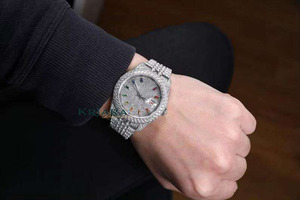 Moissanite Stainless Steel Silver <b>Watch</b> Luxury Timepiece with Diamonds and Water Resistant Features for Modern Lifestyles - Product Image 3