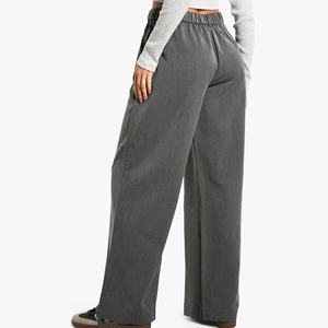 High Quality Women's <b>Trousers</b> & Pants Casual Sweatpants Mid-rise Flat Front Style with Pockets Custom logo Loose Jogging Pants - Product Image 4