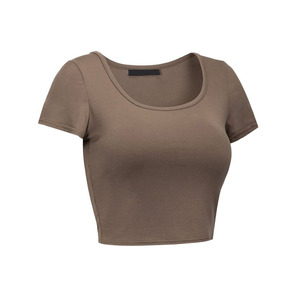 เสื้อครอปแขนสั้นคอกลมสีพื้นสำหรับผู้หญิง ทรงเข้ารูป ยืดหยุ่น สวมใส่สบาย เหมาะกับทุกโอกาส แฟชั่นฤดูร้อน สไตล์สตรีทแวร์ - Product Image 2