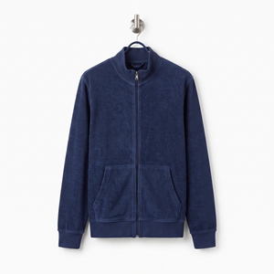 Men's Summer Towelling <b>Zip</b>-<b>Up</b> <b>Jacket</b> Terry Cloth Resort <b>Jacket</b> OEM ODM Wholesale Factory Custom Logo Low MOQ - Product Image 1