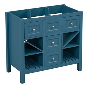 Mobile bagno da 36 pollici con telaio in legno massello, 5 cassetti, autoportante, senza lavabo, chiusura ammortizzata - Product Image 6