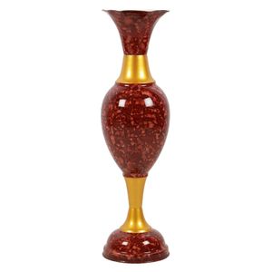 Cherry <b>Red</b> Metal Flower <b>Vase</b> for Home Decor Long Size Marble Texture Design Floor <b>Vases</b> Table Decor Available At Lowest for Sel - Product Image 1