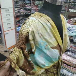 Vestido Maxi Boho para Mujer, Cuello en V, Manga Abullonada, Cintura Elástica, Espalda Descubierta, Volantes en Capas, Estampado Floral, Vestido de Verano - Product Image 5