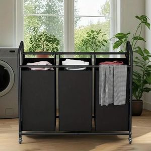 Cesto Portabiancheria con Ruote da 240 Litri, Resistente, con 3 Sacchi in Tessuto Durevole, Ruote Bloccabili e Sacchi Rimovibili - Product Image 6