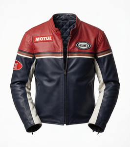 Veste de course en cuir de vachette professionnelle pour homme, sur mesure, pour la conduite sur circuit, avec protection dorsale niveau 2 CE - Product Image 1