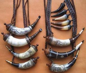 งานฝีมือสไตล์ทะเลสุดหรู  กระบอกปืนทำจากเขาควายคุณภาพสูง ขัดเงาอย่างดี พร้อมฝาทองเหลือง ราคาขายส่ง - Product Image 2