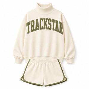 ชุดกีฬาผู้หญิง เสื้อคอเต่าปักลาย Trackstar พร้อมกางเกงขาสั้น รุ่น TS-SET-034 - Product Image 1