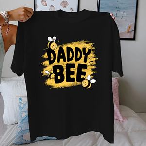 Camiseta con estampado informal de DADDY BEE para mujer, ajuste cómodo, tela de punto de algodón puro 100% - Product Image 3