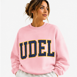 <b>Pink</b> Oversized Crew Neck <b>Sweatshirt</b> UDEL Custom Women’s Oversized Mock Neck Pullover <b>Sweatshirt</b> Graphic Print High Neck Fleece - Product Image 1