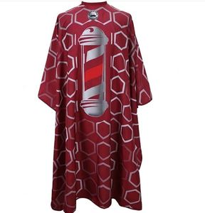 Bata de Barbero Impermeable de Poliéster Estilo Barberpole Rojo con Detección de Agujas y Fusión sin Costuras Unisex - Product Image 1