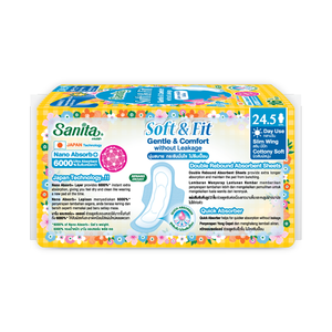 Sanita Soft & Fit Slim Winged, Toallas Sanitarias con Alas, 24.5cm, Suaves como la Algodón, Alta Absorbencia, Uso Diario, 16 Unidades - Product Image 2