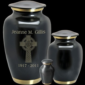 Wholesale dark pewter cremation urns with 2 gold bands in 3 sizes adult medium <b>keepsake</b> <b>memorial</b> ashes container - Product Image 1