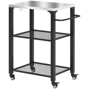 Carrello Multiuso da Esterno con Griglia e Ripiano Portaoggetti per Barbecue - Product Image 5