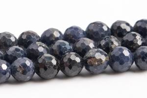 Perles de saphir bleu foncé de 4 mm, qualité supérieure, pierres précieuses naturelles authentiques, brin complet, micro-facettées, rondes, perles en vrac - Product Image 4