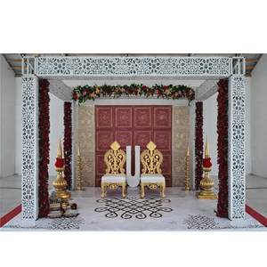 Mandap contemporain découpé au laser pour mariages abordables, mandap de mariage luxueux sculpté, construction légère en métal, Inde - Product Image 1
