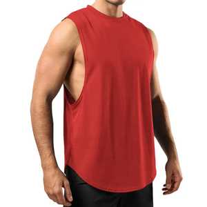 Men's <b>Red</b> Muscle Tank Top Sleeveless Gym Shirt Athletic Workout Fitness Sports Vest Bodybuilding Exercise Wear - Product Image 1