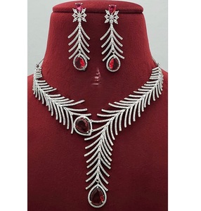 Gorgeous Premium Quality <b>Silver</b> Plated Designer CZ Zircon <b>Necklace</b> & Earrings <b>Set</b> for Engagement & Wedding Wear Women - Product Image 2