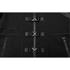 Men Black <b>Gothic</b> Cyberpunk Deconstruction Fit <b>Jacket</b> Buckle Decor Symmetrical Zippered Coat Streetwear 2026 - Product Image 6