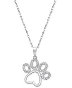 Collana pendente con Pawprint di diamanti (1/10 ct. T. w.) in argento Sterling | Macacy's - Product Image 1