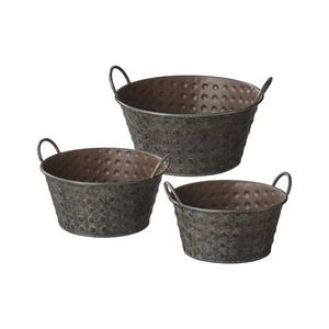 Atractiva Maceta de Hierro Galvanizado con Asas de Cuerda, Forma Ovalada, para Decoración del Hogar, Interiores y Exteriores - Product Image 4