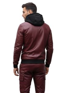 Veste à capuche en cuir véritable pour homme, vêtement d'extérieur élégant et de qualité supérieure pour l'hiver, design confortable et chaud avec capuche, style décontracté, moto, extérieur, mode - Product Image 5