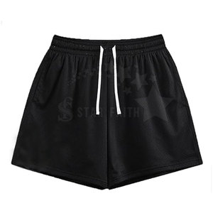 Pantalones Cortos de Malla Estilo Urbano, Cintura Elástica, Color Sólido, Casuales, Ecológicos, Transpirables, Ligeros, Ropa de Moda para Actividades al Aire Libre para Hombre - Product Image 4