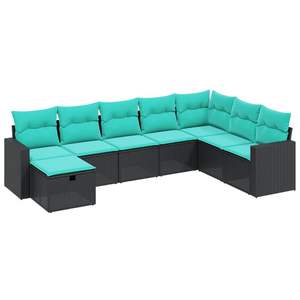 Grand ensemble de canapés de jardin modulaires en polyrotin noir et acier, mobilier d'extérieur moderne - Product Image 2