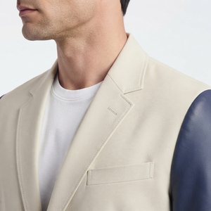 <b>Men</b> Leather Blazer with Button <b>Men's</b> <b>Long</b> Sleeve PU Leather Blazer <b>Coat</b> <b>Mens</b> Pockets Leather Blazer Jackets - Product Image 5