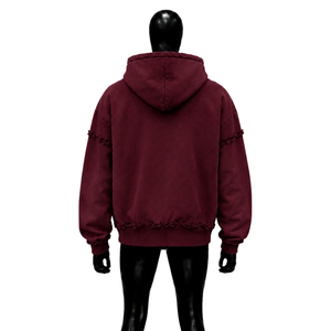 Sudadera con Capucha Urbana Premium Color Granate con Gráficos, Estilo Streetwear, Tejido Grueso, para Invierno, con Diseño Artístico Icónico y Letras, para Uso Diario, de Moda, con Lavado Vintage - Product Image 2