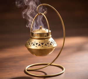 Iron Hanging <b>Incense</b> <b>Burner</b> Gold Metal Arch Stand Censer <b>Cone</b> Ash Catcher Holder Wholesale - Product Image 4