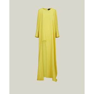 Handmade Yellow <b>Kaftan</b> Dress O-Neck Full Sleeve Straight Silhouette <b>Summer</b> Sheath Gown Solid Color Comfortable Women Dress - Product Image 4