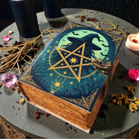 Al-Amir Grimoire de sorcellerie en cuir véritable fait main, imprimé, avec pentagramme, Livre des Ombres, 400 pages, 8x6 pouces