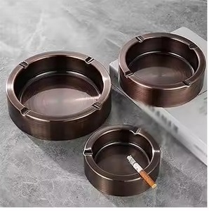 Metal Ashtray Durable Cigarette Ash Holder Windproof Outdoor Indoor Smoking <b>Table</b> Use - Product Image 1