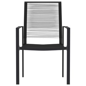 Ensemble de salle à manger en acier noir thermolaqué avec table en verre et chaises en rotin PVC creux pour jardin - Product Image 4