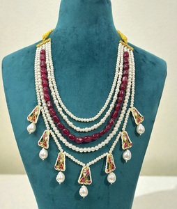 Magnifique ensemble de collier en laiton plaqué or de haute qualité avec moissanite, style Ahmedabadi, pour femme, idéal pour un anniversaire, un mariage ou une fête - Product Image 3